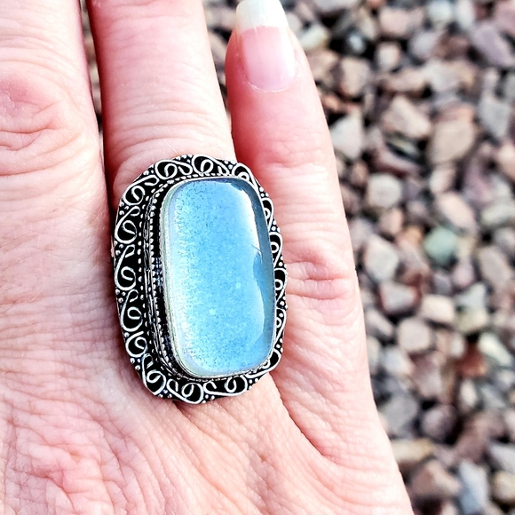 New Dichroic Glass 925 Silver Ring - Picture 1 of 14